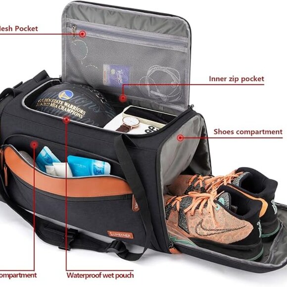 NWT! 38L Convertible Lightweight Duffel Backpack - Nylon/Polyester/Faux Leather - Picture 3 of 16